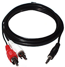 6' 3.5mm Stereo to 2 RCA Y-Splitter Cable (M/M) - Click Image to Close